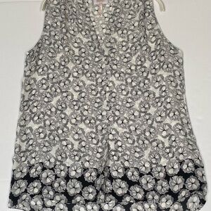 Laundry By Shelli Segal Black and White Floral Blouse